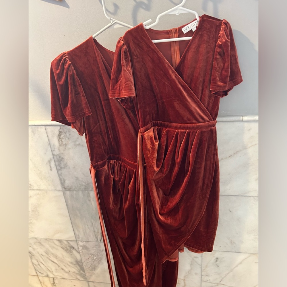 Ivy City Lille wrap velvet midi holiday dress Mom and Me Large 8T - Picture 1 of 1